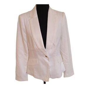 White House Black Market Women's Suit Jacket Single Button Lined White Size 6